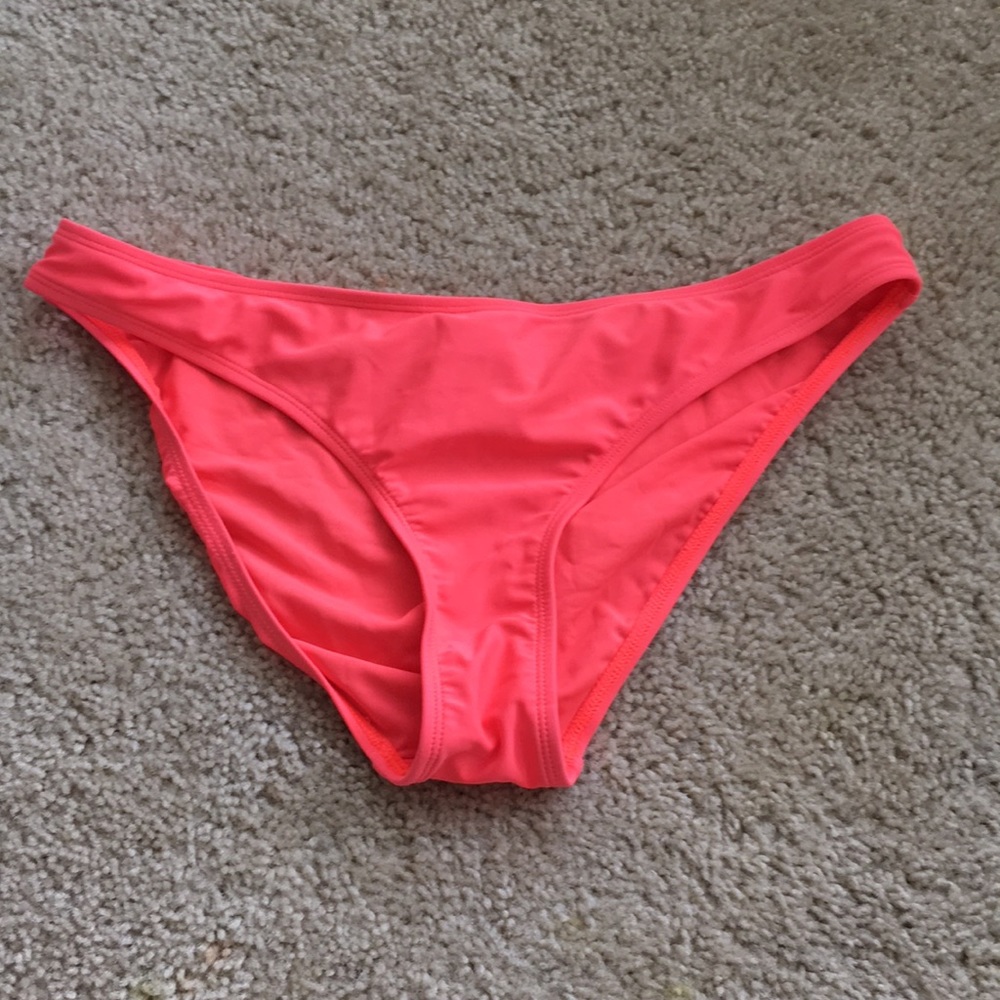 Slightly Worn High Rise Neon Peach Bikini Bottoms